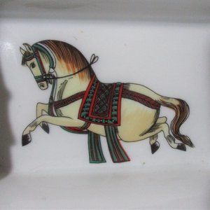 PHILLIPPE DESHOULIERES SOPHIE D' E LIMOGES Porcelain HORSE TRINKET Tray